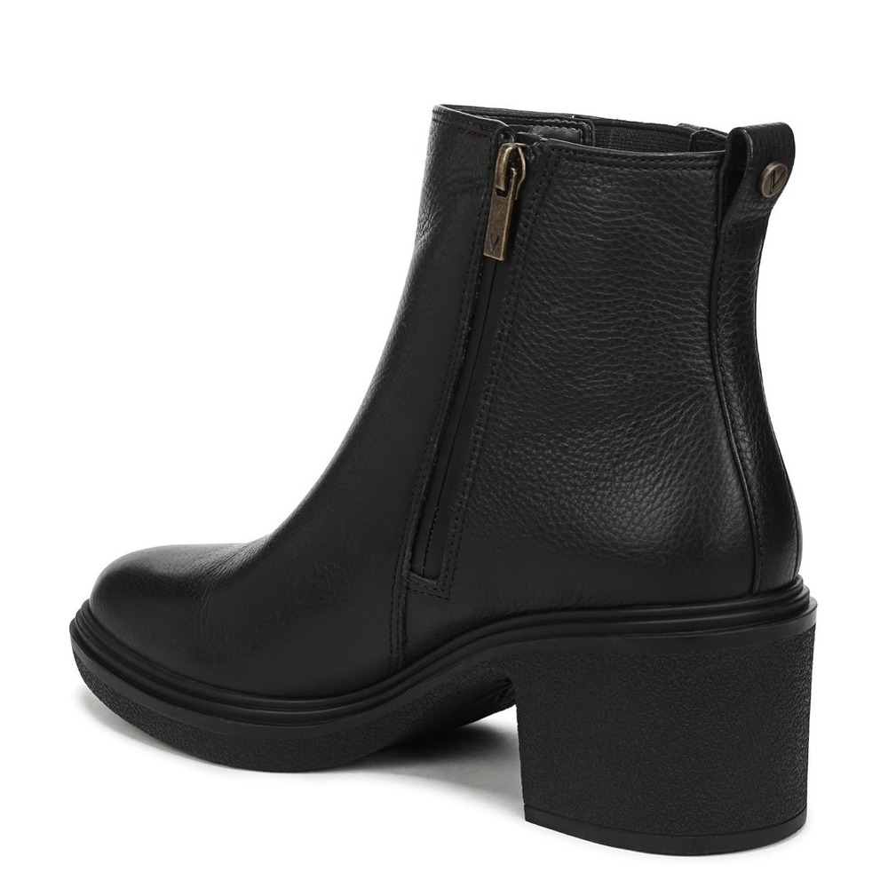 Vionic Savannah Womens 8 Wide Black Leather Waterproof Ankle Bootie 2.75" Heel - Picture 6 of 10